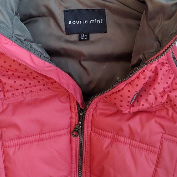 Souris Mini Pink sleeveless puffer 12M - Picture 2 of 3